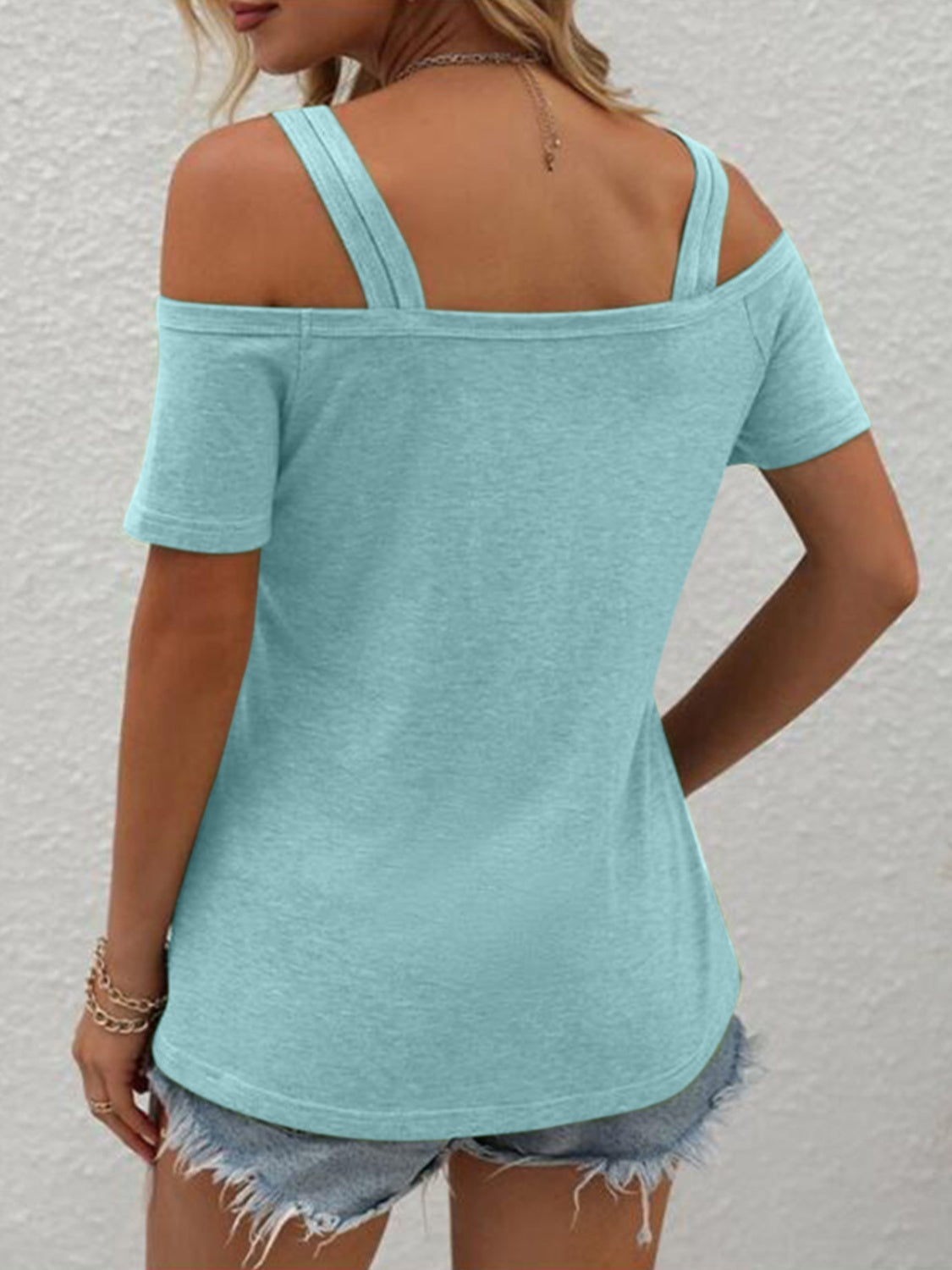 Double Spaghetti Straps Short Sleeve T-Shirt