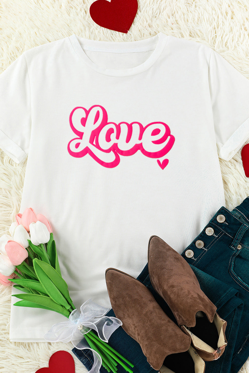 LOVE Round Neck Short Sleeve T-Shirt