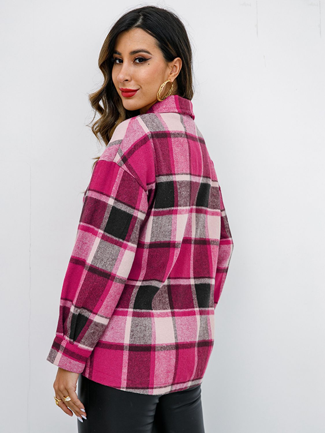 Plaid Button Up Collared Neck Jacket