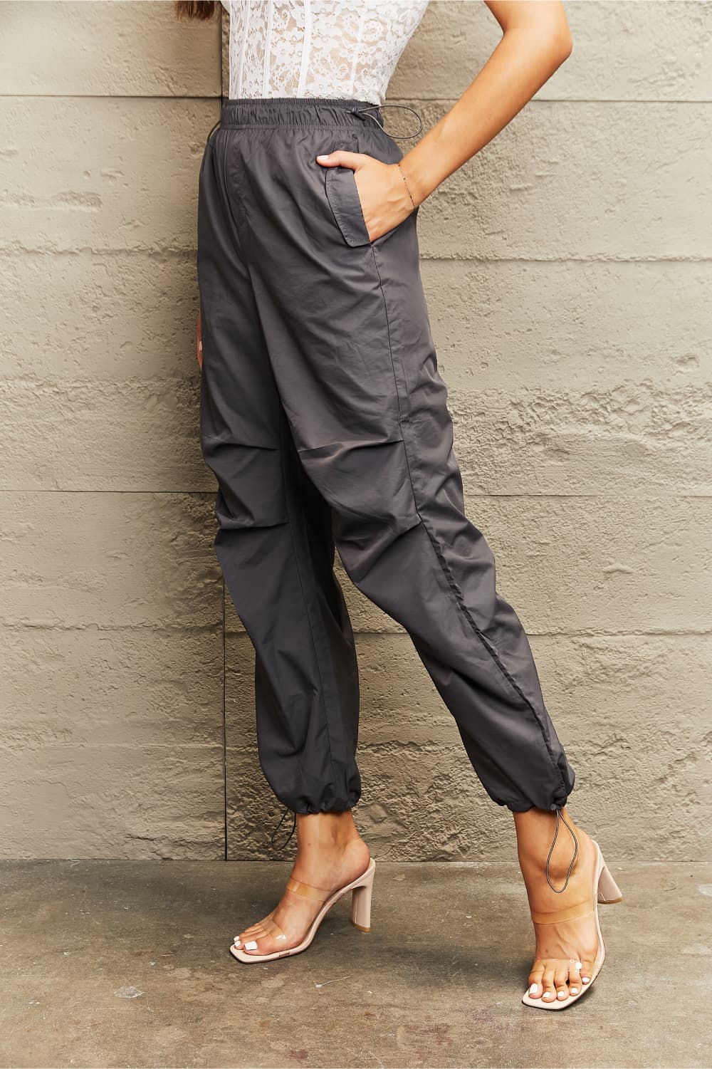 Drawstring Waist Pants with Pockets