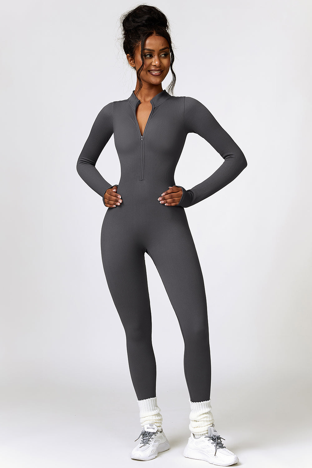 Half Zip Long Sleeve Active Jumpsuit