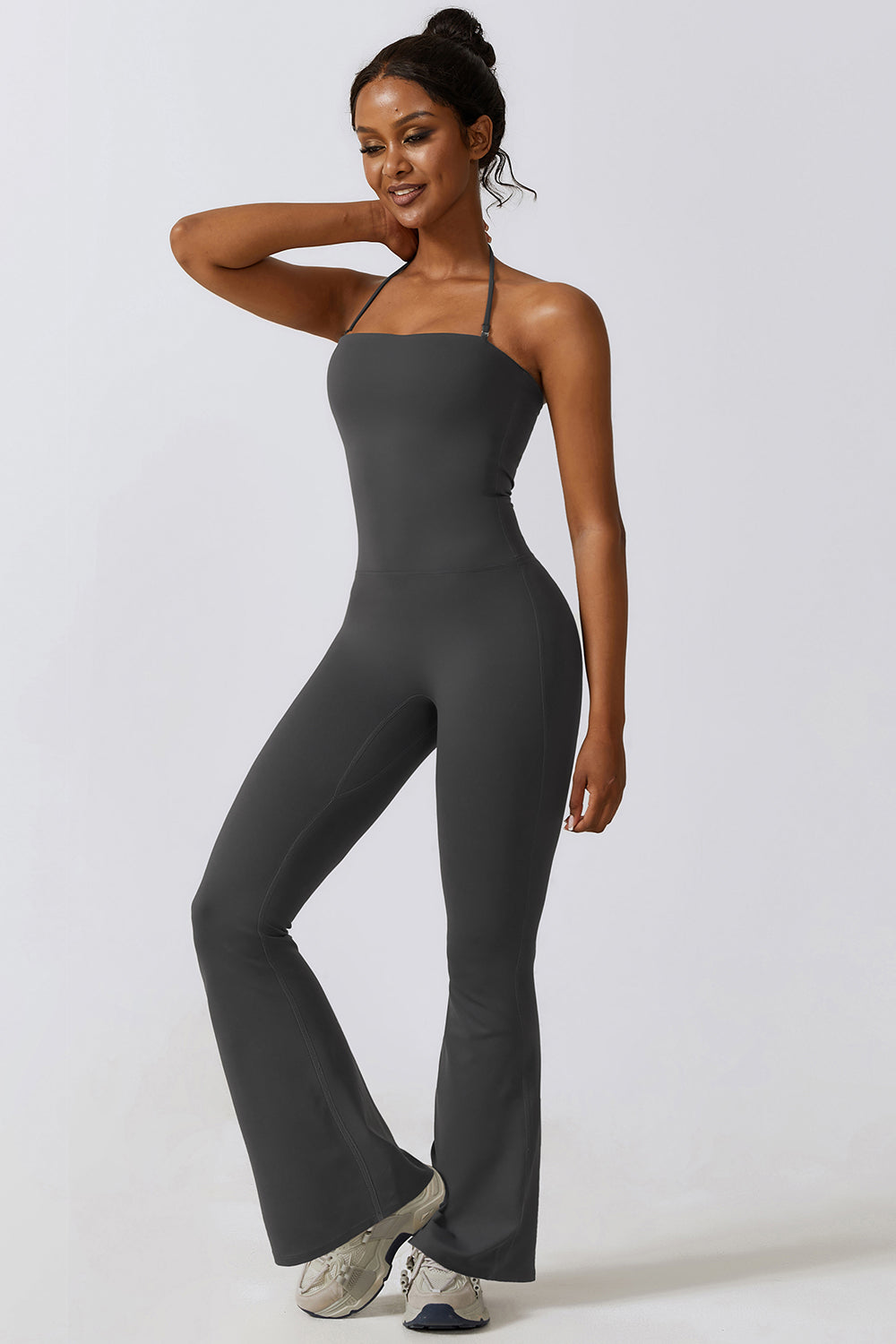 Halter Neck Flare Sport Jumpsuit