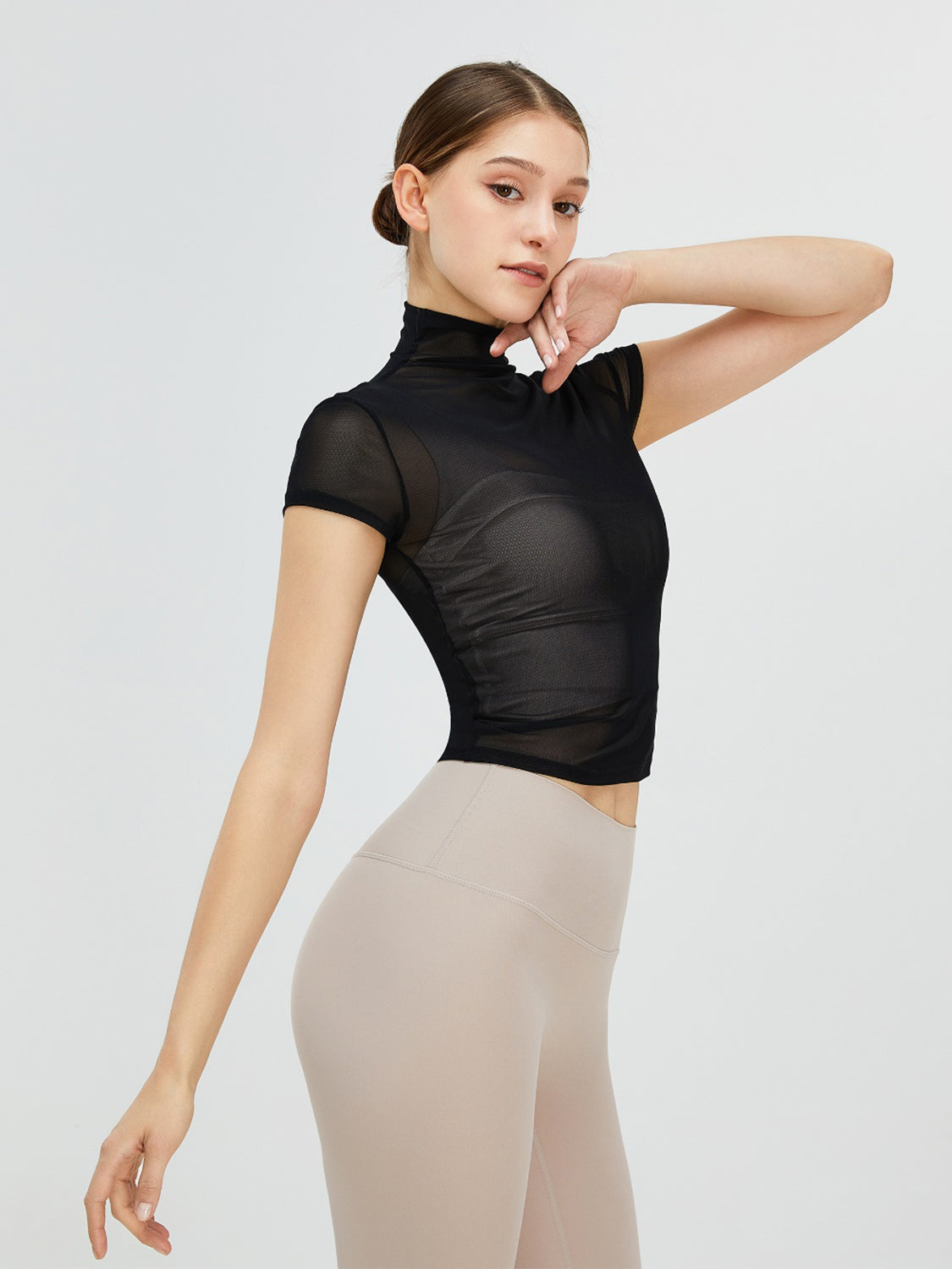 Turtleneck Cap Sleeve Active T-Shirt